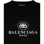 Balenciaga Black Cotton Logo Print Crew Neck Short Sleeves T-shirt