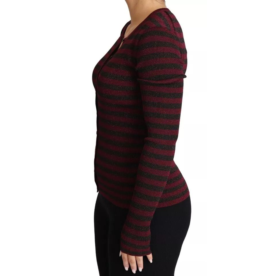 Dolce & Gabbana Black Red Striped Womens Cardigan Sweater TSH5685-36