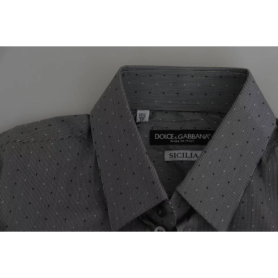 Dolce & Gabbana Gray SICILIA Dotted Semi Fitted Formal Shirt TSH5484-37
