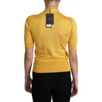 Dolce & Gabbana Yellow Silk Knit Pullover Ascot Collar Top TSH5713-38