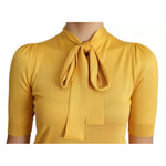 Dolce & Gabbana Yellow Silk Knit Pullover Ascot Collar Top TSH5713-38