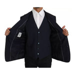 Dolce & Gabbana Blue Wool MARTINI Blazer Vest 2 Piece