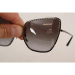 Dolce & Gabbana DG2212 Black Silver Oval Metal Frame Lace Logo Sunglasses GLA1035