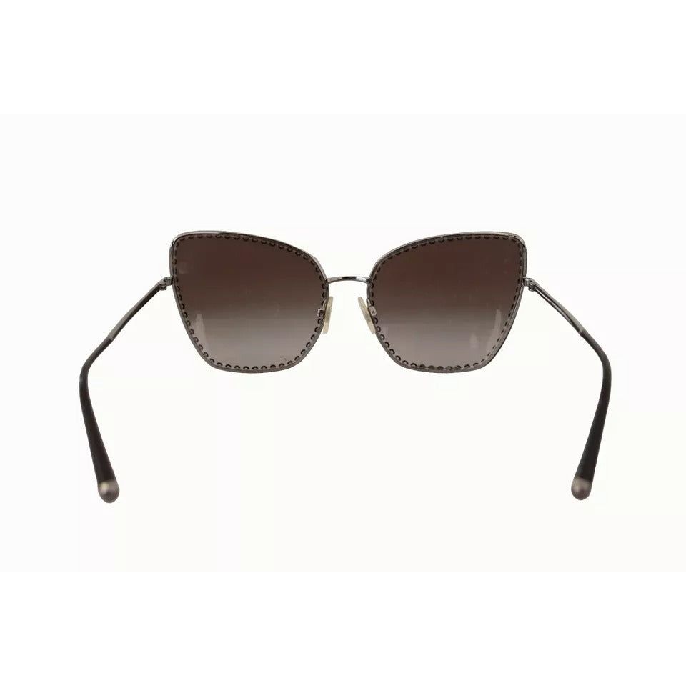 Dolce & Gabbana DG2212 Black Silver Oval Metal Frame Lace Logo Sunglasses GLA1035