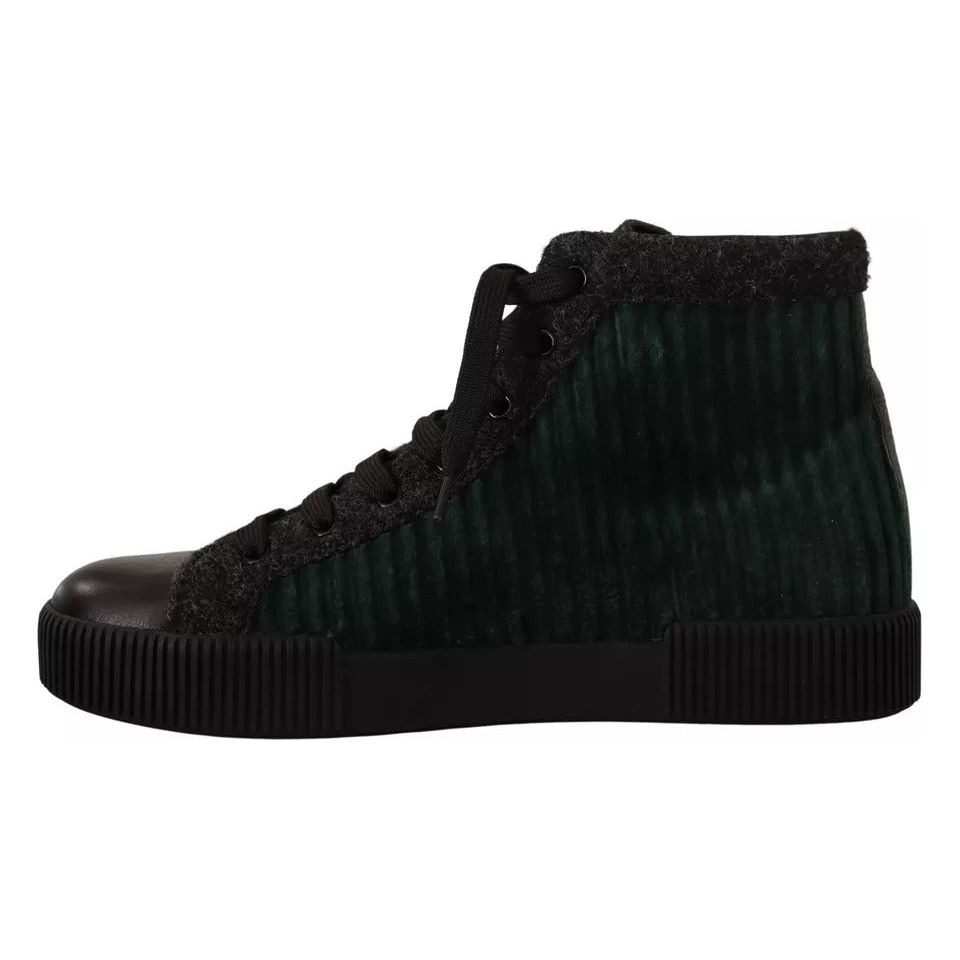 Dolce & Gabbana Green Corduroy High Tops Sneakers Mens Casual Shoes MV4458-42