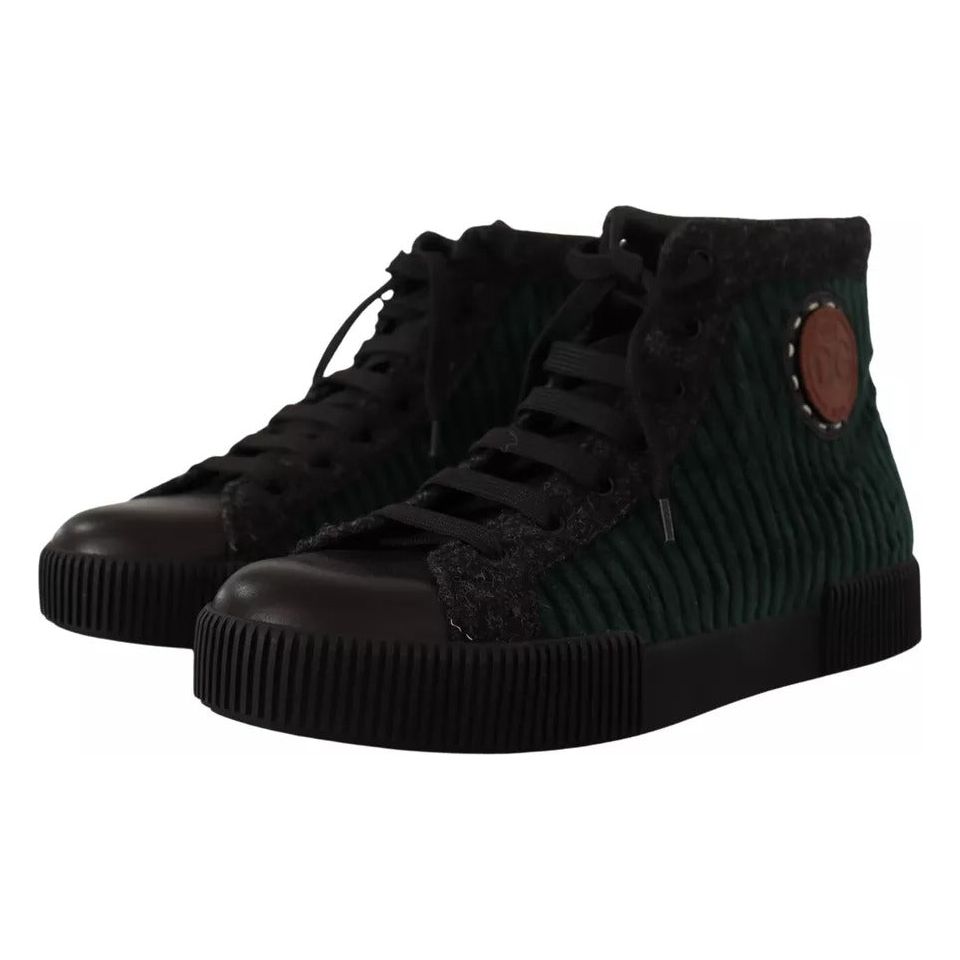 Dolce & Gabbana Green Corduroy High Tops Sneakers Mens Casual Shoes MV4458-42