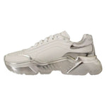 Dolce & Gabbana White Silver Leather Daymaster Sneakers Shoes