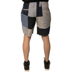 Dolce & Gabbana Multicolor Patchwork Linen Men Chino Shorts PAN75657-48