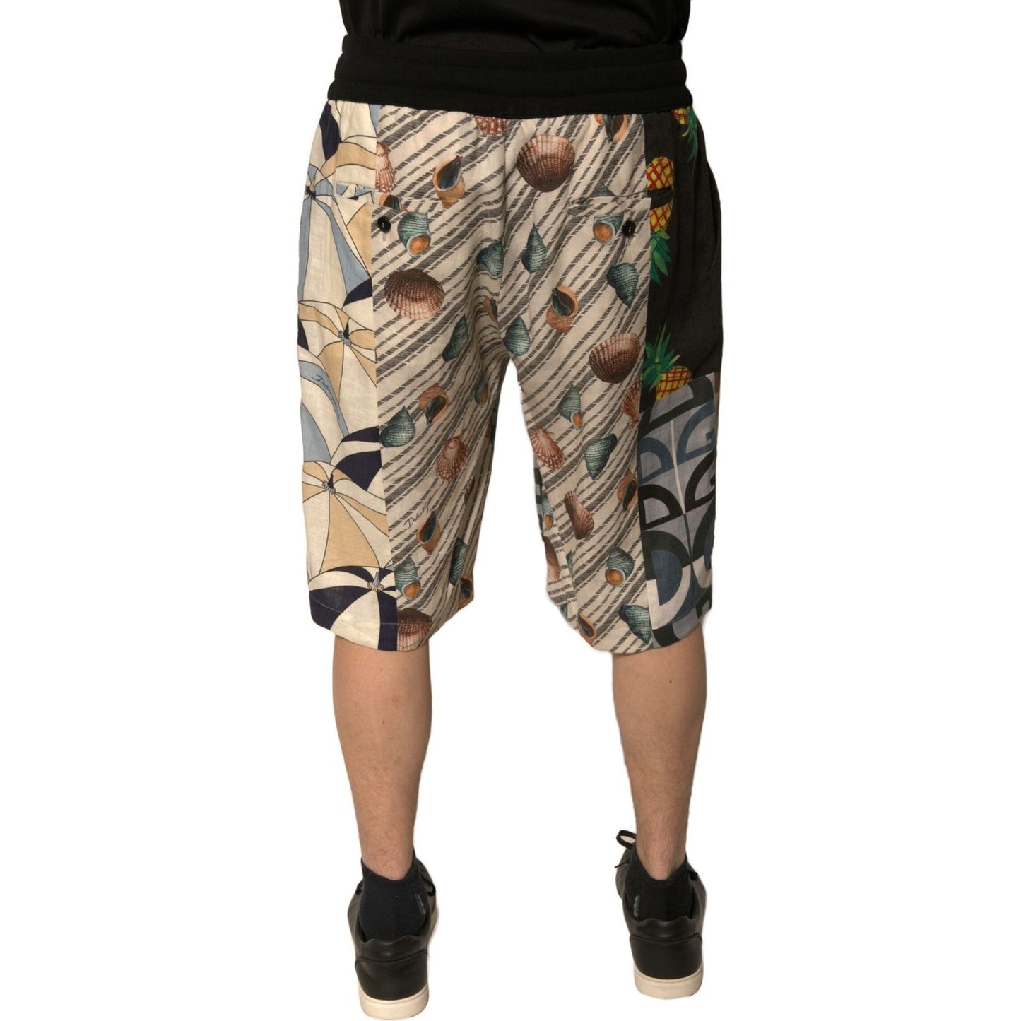 Dolce & Gabbana Multicolor Patchwork Linen Bermuda Shorts PAN75662-48