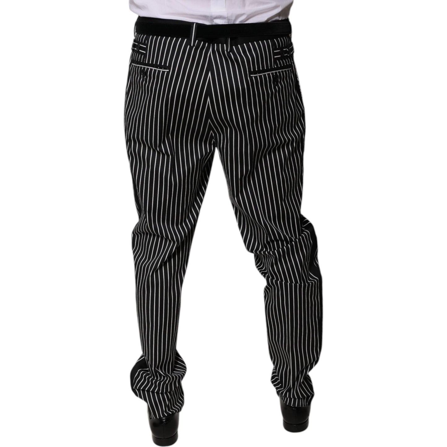 Dolce & Gabbana Black Stripes Skinny Dress Pants PAN75782-58