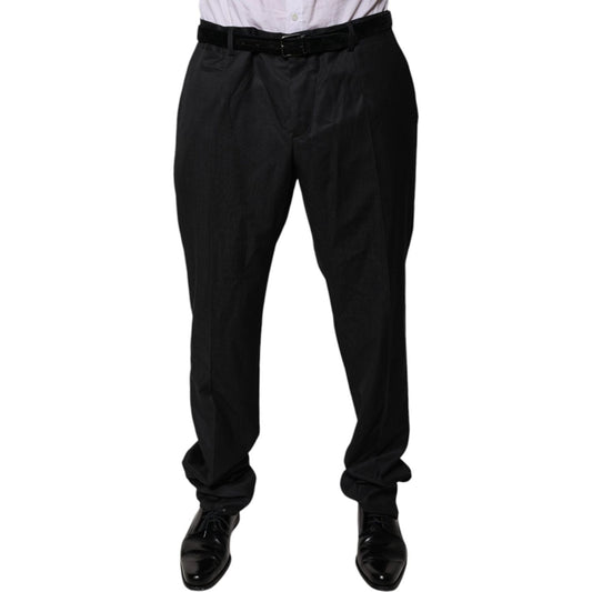 Dolce & Gabbana Black Wool Tapered Formal Dress Pants