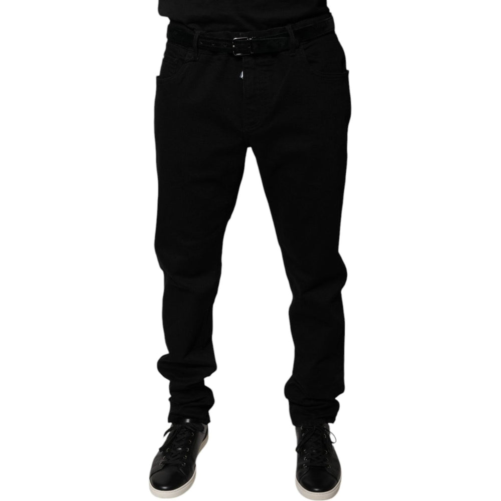 Dolce & Gabbana Black Logo Cotton Stretch Skinny Denim Jeans