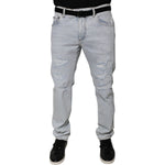 Dolce & Gabbana Light Blue Cotton Tattered Skinny Denim Jeans