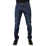 Dolce & Gabbana Blue Cotton Logo Print Slim Fit Denim Jeans