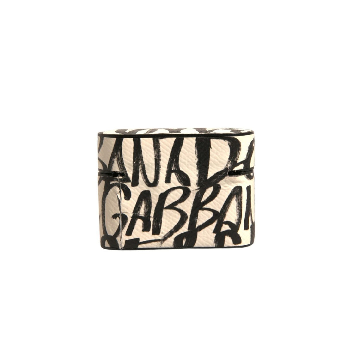 Dolce & Gabbana Black White Leather Scribble Embossed Logo Airpods Case SMY10603
