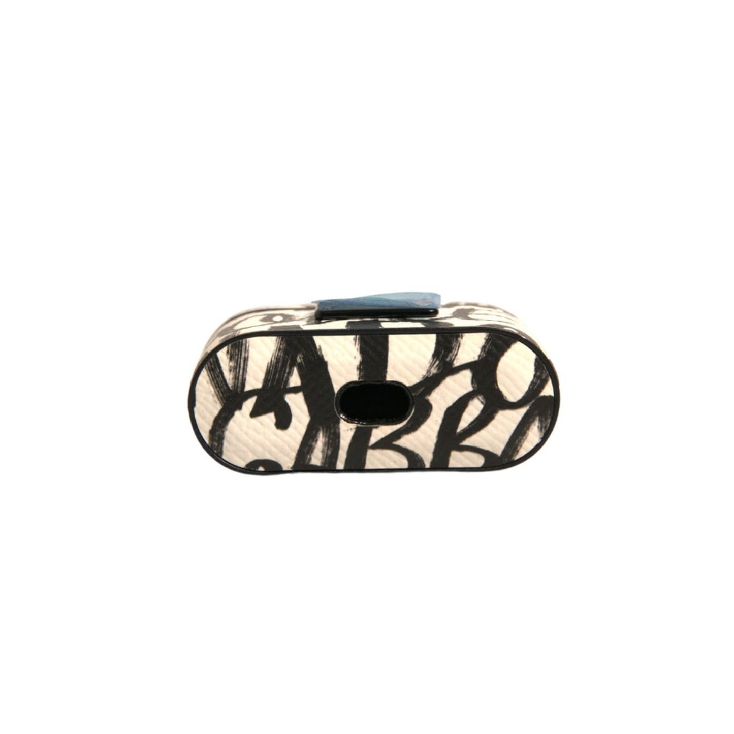 Dolce & Gabbana Black White Leather Scribble Embossed Logo Airpods Case SMY10603