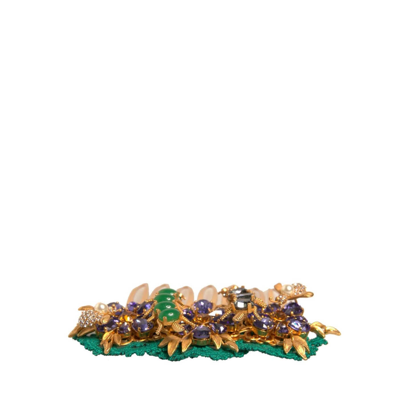 Dolce & Gabbana Gold Brass Crystals Hair Stick Comb SMY10533