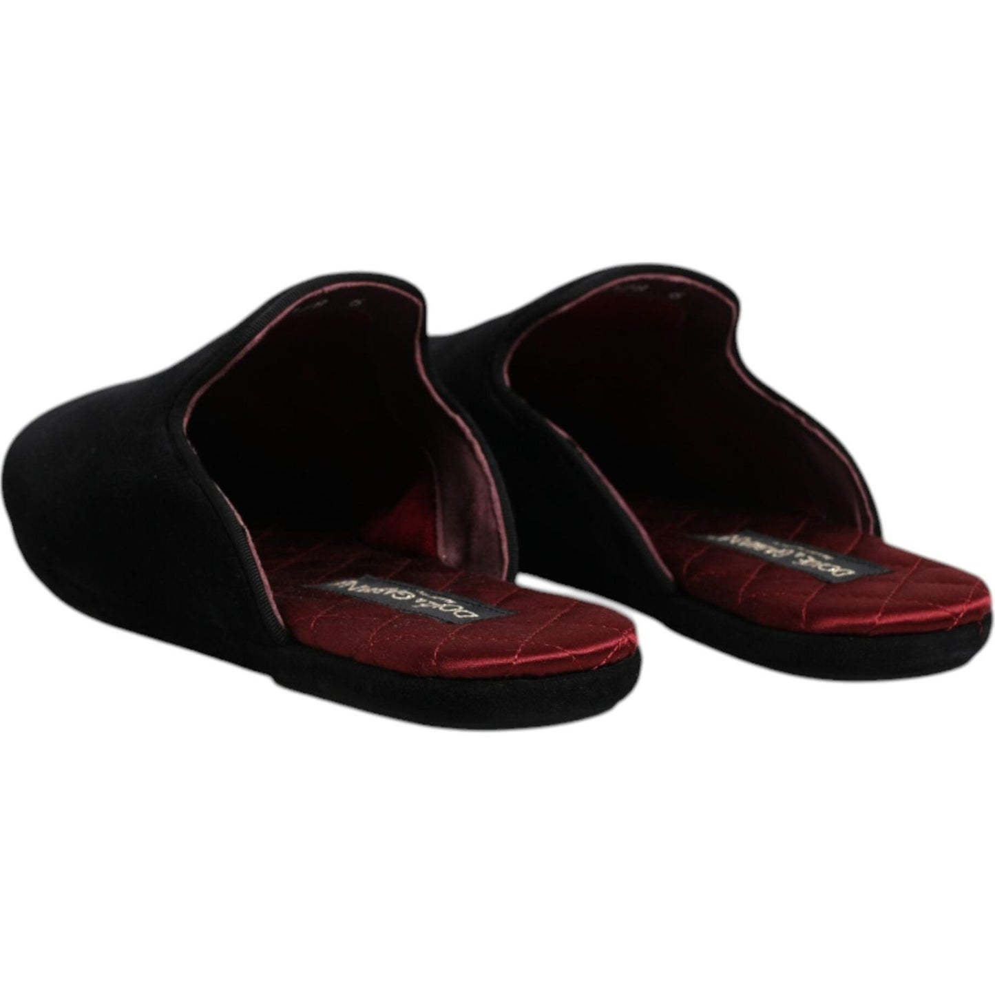Dolce & Gabbana Black Viscose Velvet Slides Flat Slipper Shoes MV6701-40
