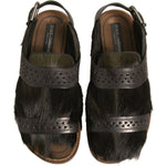 Dolce & Gabbana Green Gazelle Hair Leather Flats Sandals Shoes