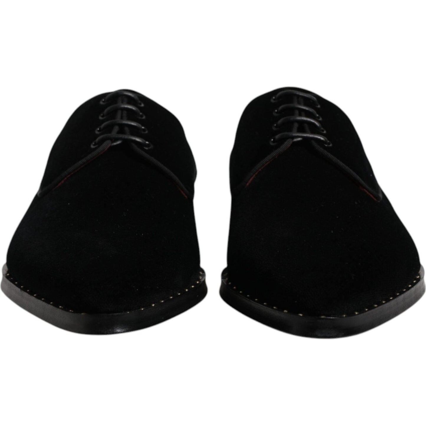 Dolce & Gabbana Black Velvet Cotton Lace Up Derby Shoes