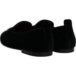 Dolce & Gabbana Black Velvet Crystal Crown Loafers Formal Dress Shoes