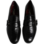 Dolce & Gabbana Black Exotic Leather DG Logo Loafers Formal Dress Shoes