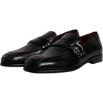 Dolce & Gabbana Black Exotic Leather DG Logo Loafers Formal Dress Shoes