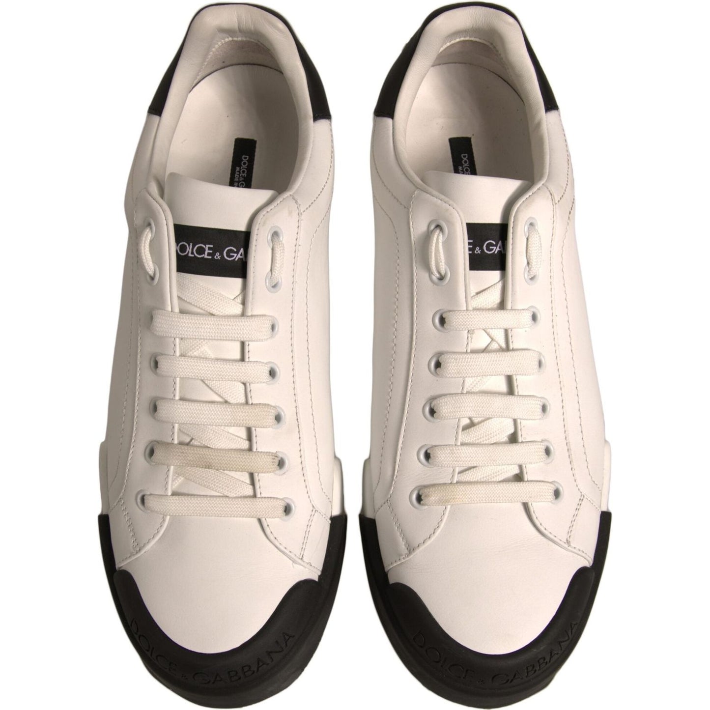 Dolce & Gabbana White Leather Logo Portofino Sneakers Shoes MV6912-39.5
