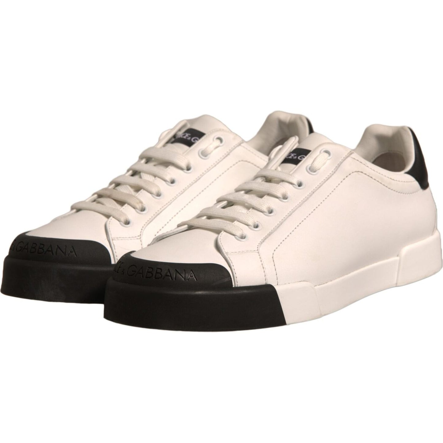 Dolce & Gabbana White Leather Logo Portofino Sneakers Shoes MV6912-39.5