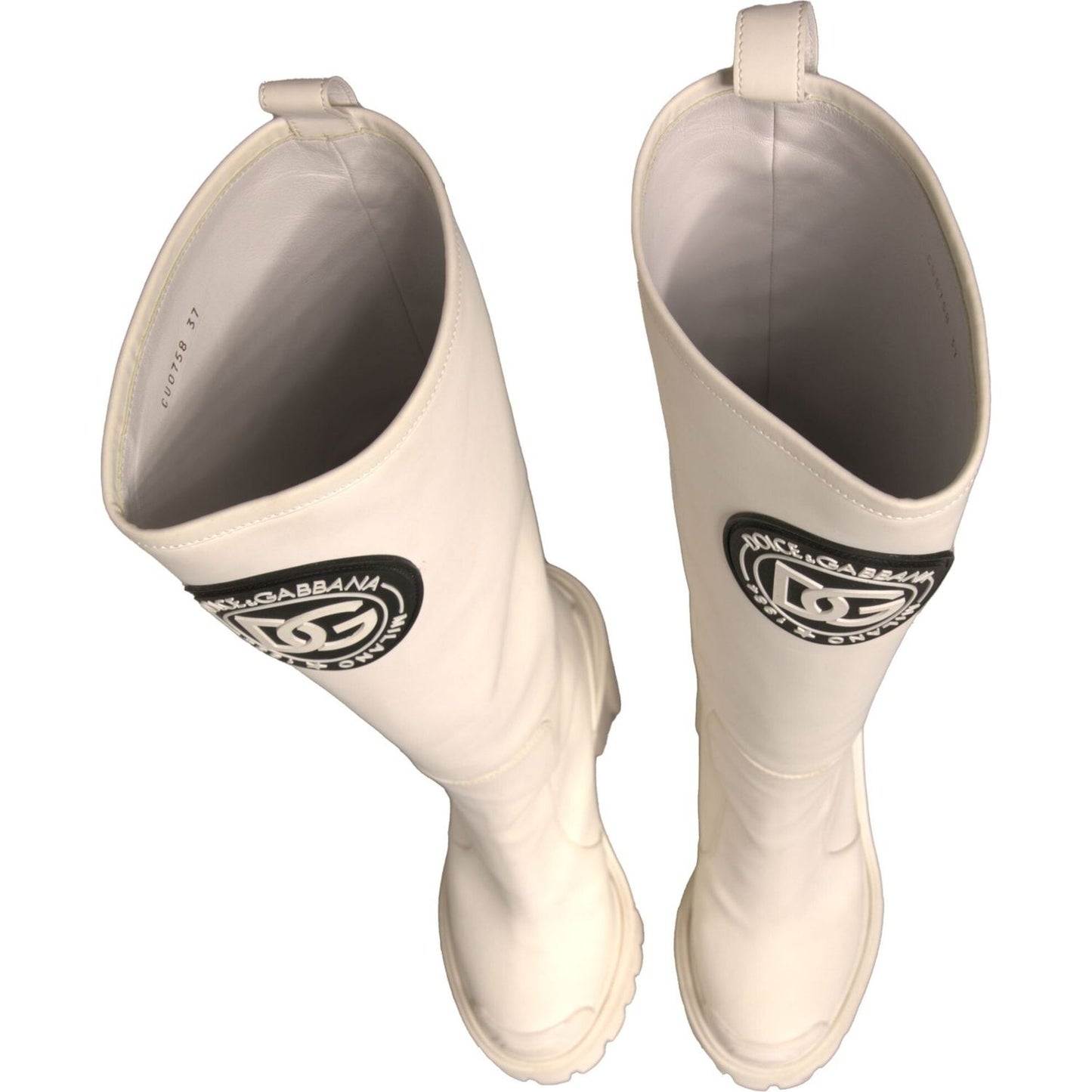 Dolce & Gabbana White DG Logo Hi Trekking Plateau Biker Boots Shoes