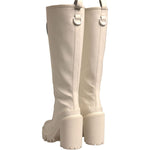Dolce & Gabbana White DG Logo Hi Trekking Plateau Biker Boots Shoes