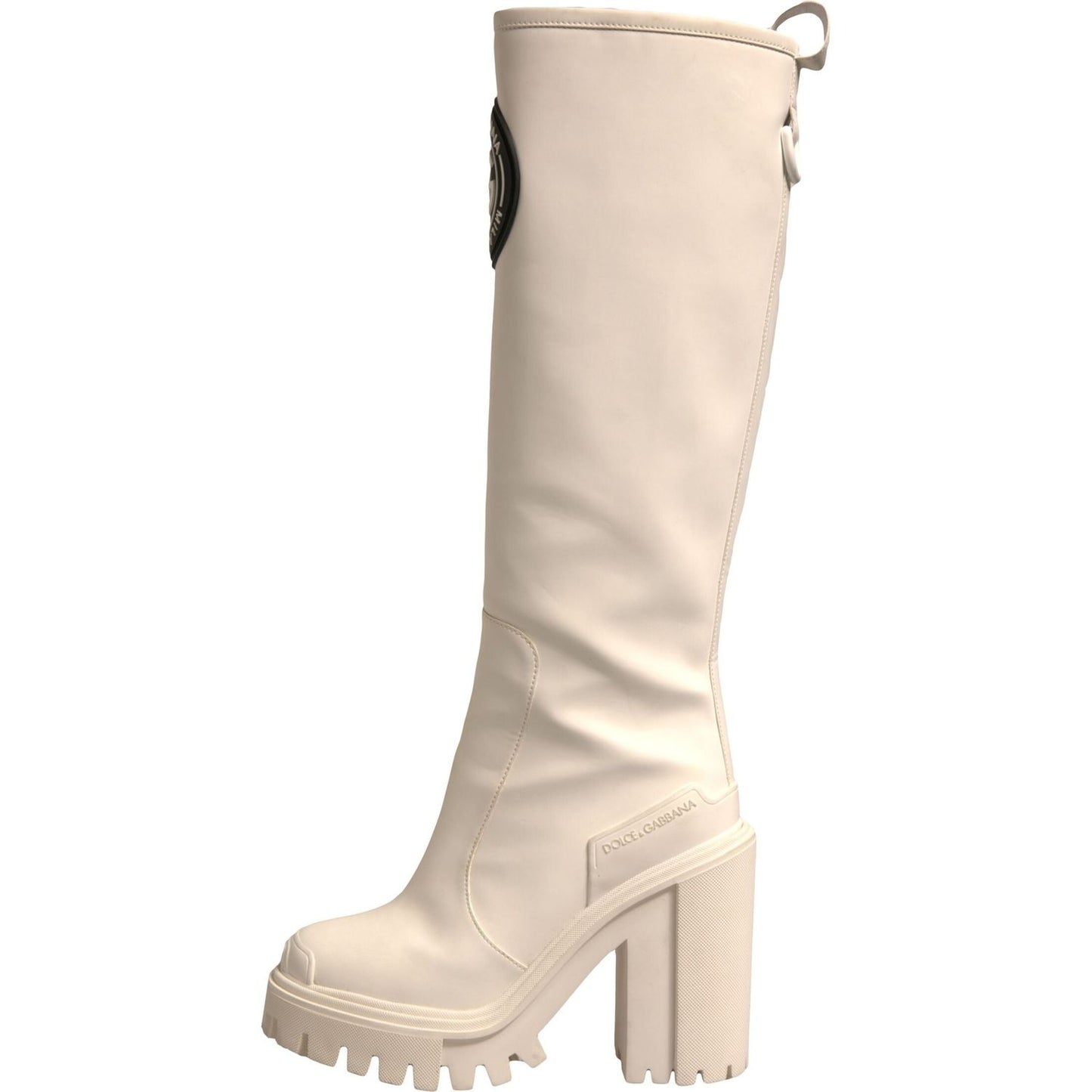 Dolce & Gabbana White DG Logo Hi Trekking Plateau Biker Boots Shoes