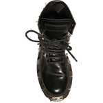 Dolce & Gabbana Black Leather Studded Trekking Boots Shoes