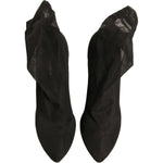 Dolce & Gabbana Black Silk Mesh Sock Style Heels Boots Shoes LA12313-38