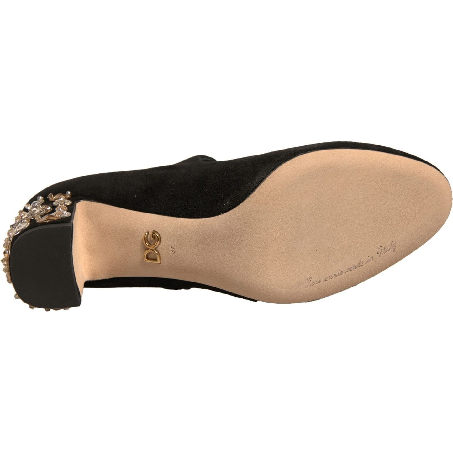 Dolce & Gabbana Black Suede Jewelled Mary Jane Pumps Shoes LA12352-37