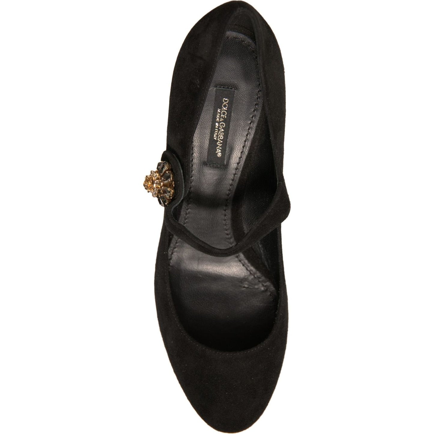 Dolce & Gabbana Black Suede Jewelled Mary Jane Pumps Shoes LA12352-37
