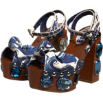 Dolce & Gabbana Multicolor Majolica Embellished Wedge Sandals Shoes LA12365-36