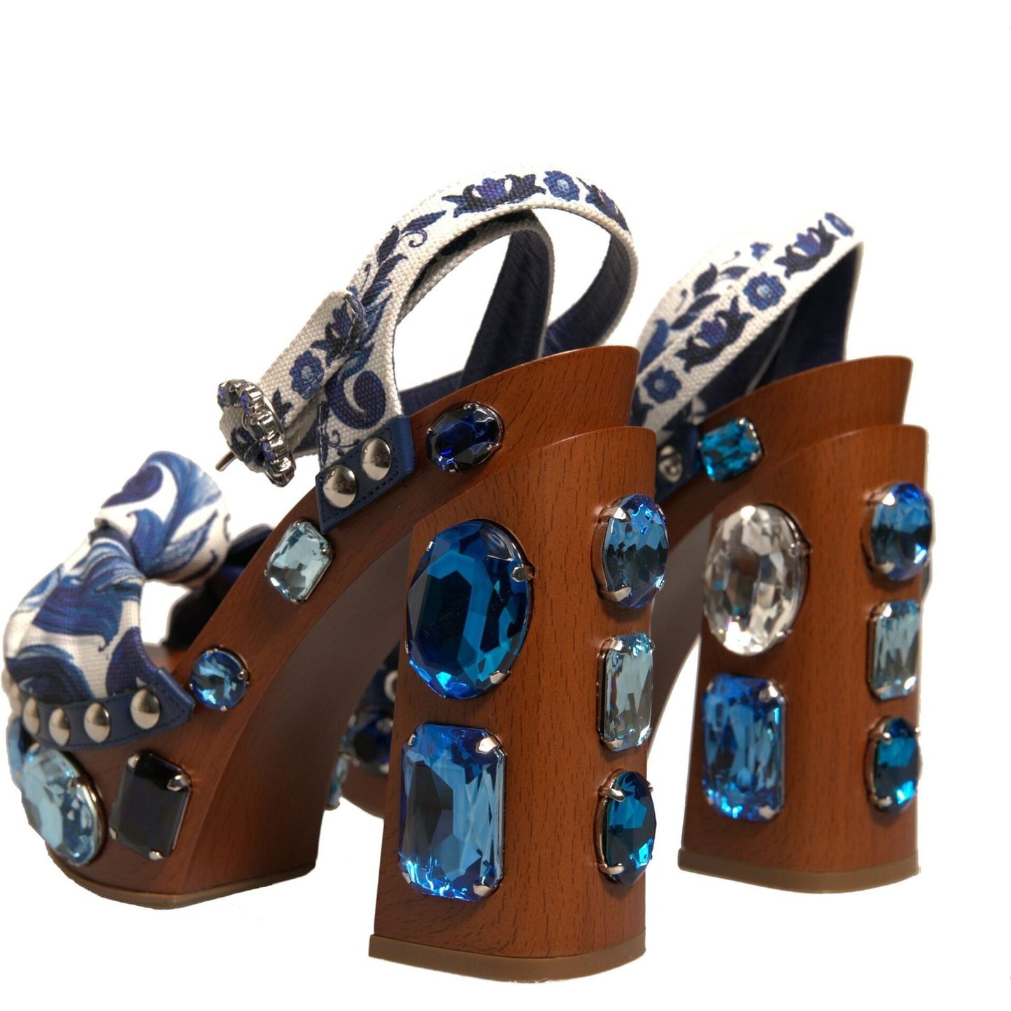 Dolce & Gabbana Multicolor Majolica Embellished Wedge Sandals Shoes LA12365-36