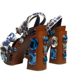 Dolce & Gabbana Multicolor Majolica Embellished Wedge Sandals Shoes LA12365-36