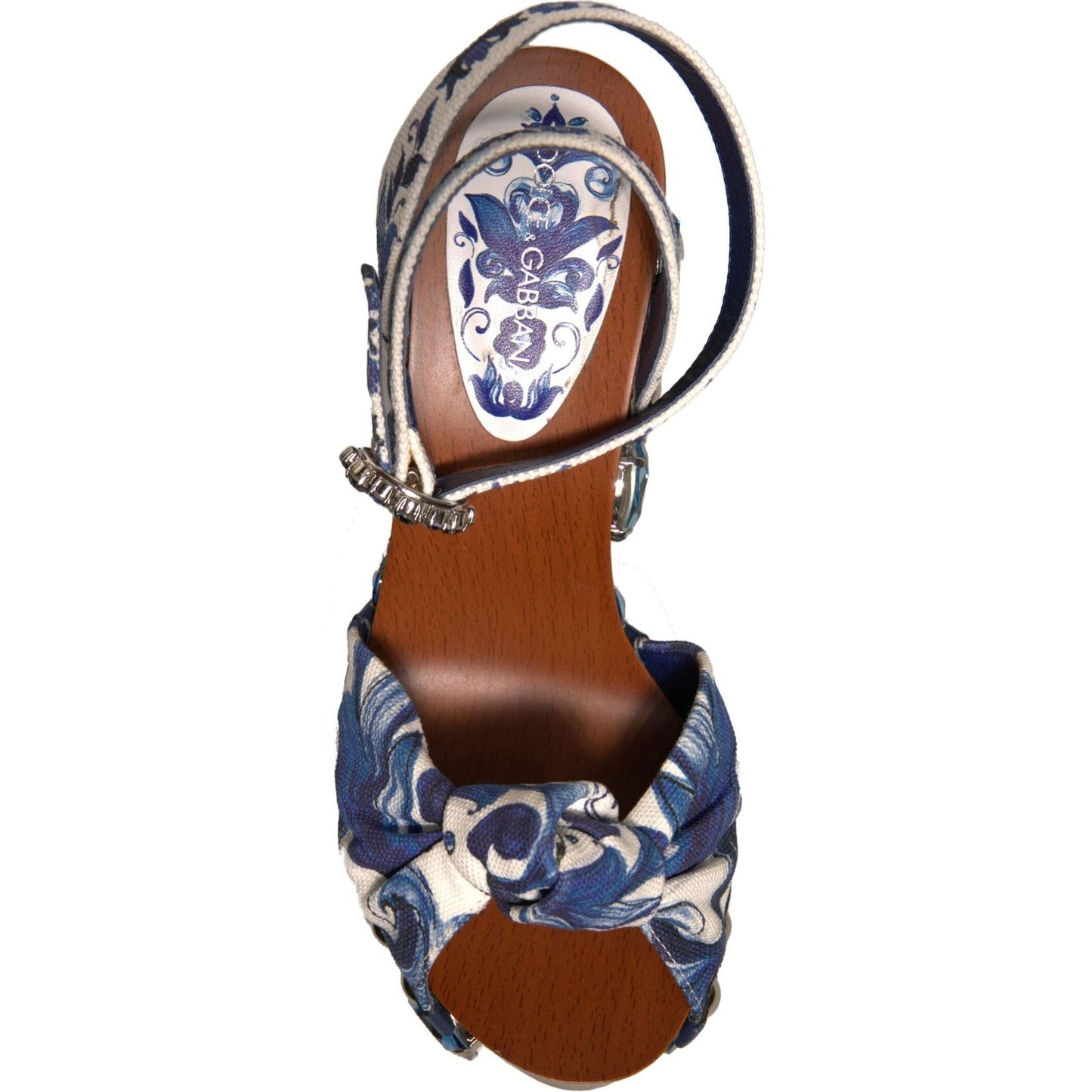 Dolce & Gabbana Multicolor Majolica Embellished Wedge Sandals Shoes LA12365-36