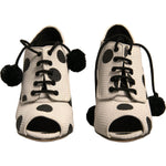 Dolce & Gabbana White Black Polka Dot Peep Toe Ankle Boots Shoes LA12370-36