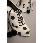 Dolce & Gabbana White Black Polka Dot Peep Toe Ankle Boots Shoes LA12370-36
