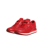 Dolce & Gabbana Red Floral Lace Leather Sneakers Shoes LA12348-36