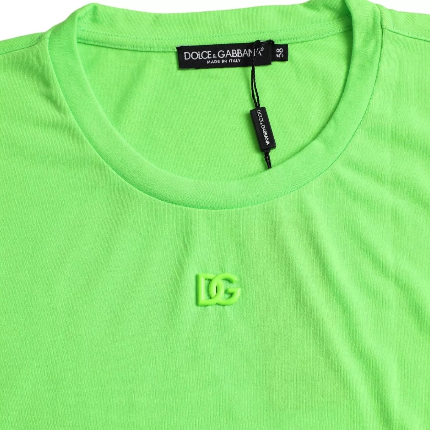 Dolce & Gabbana Green Embossed Logo Crew Neck Neon T-shirt TSH851964-58