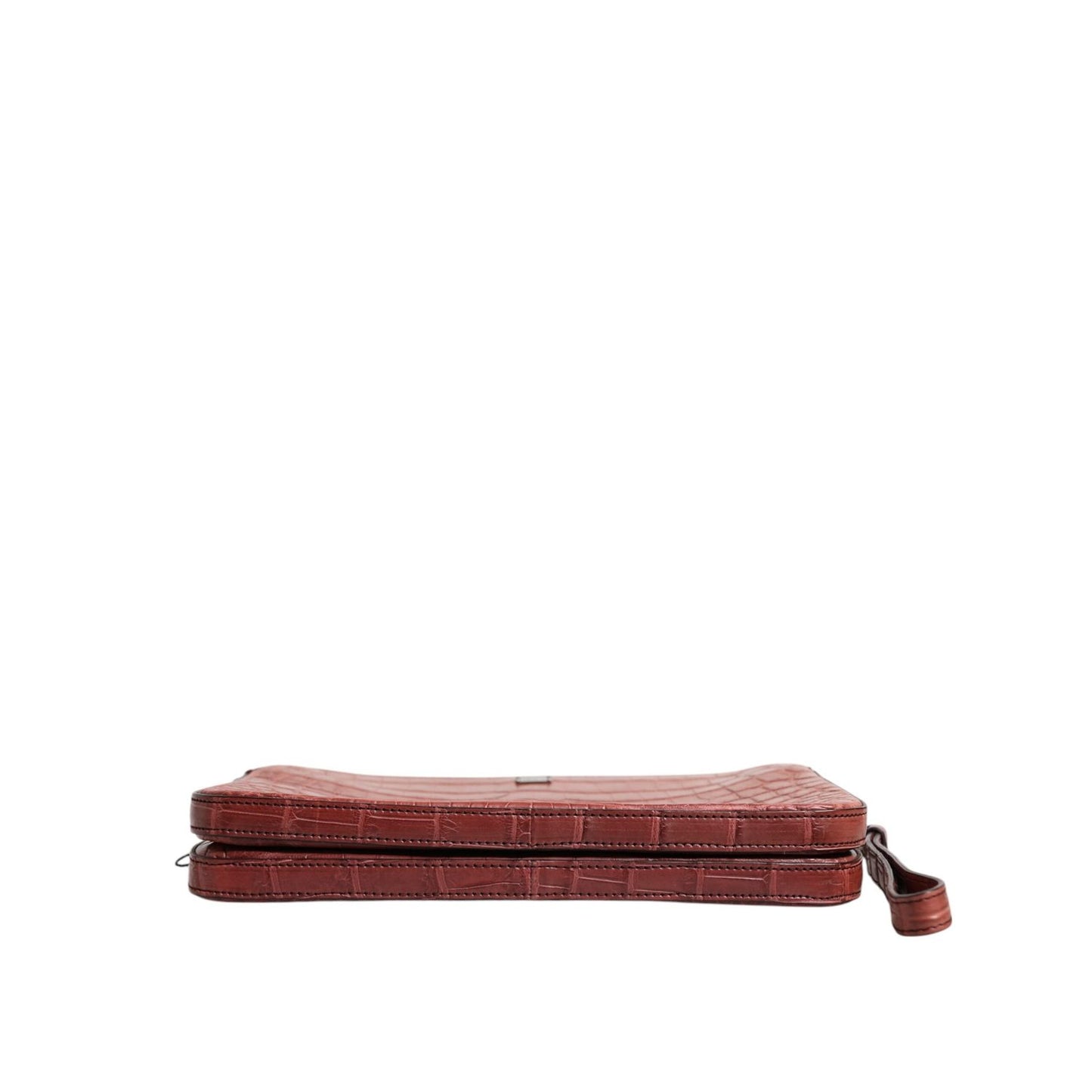 Dolce & Gabbana Bordeaux Croc Leather Logo Plaque Men Briefcase Bag