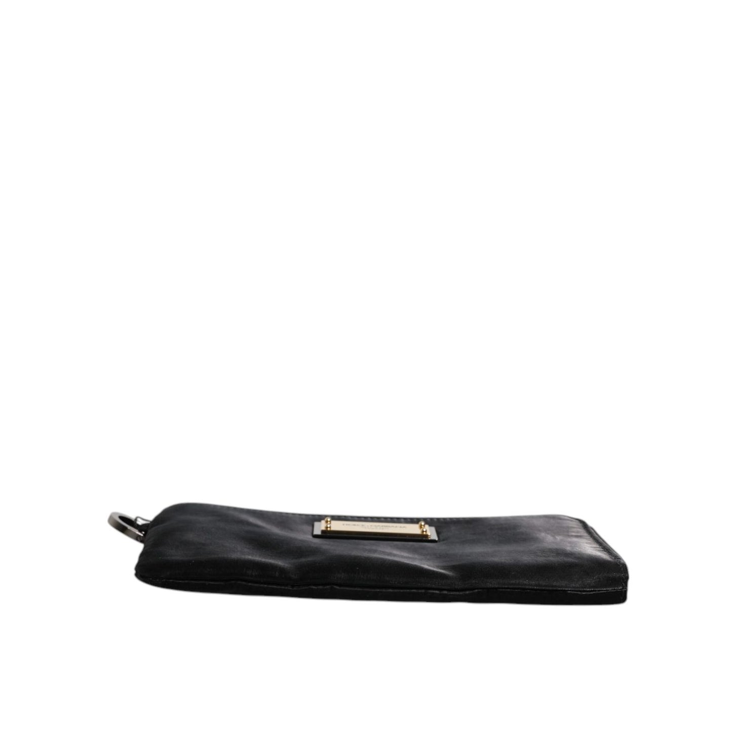 Dolce & Gabbana Black Nylon Logo Plaque Keyring Pouch Clutch Bag