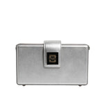 Dolce & Gabbana Metallic Silver DG BOX Leather Shoulder Strap Bag