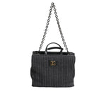 Dolce & Gabbana Black Large Knitted Crochet Shoulder Shopper DG Logo Bag