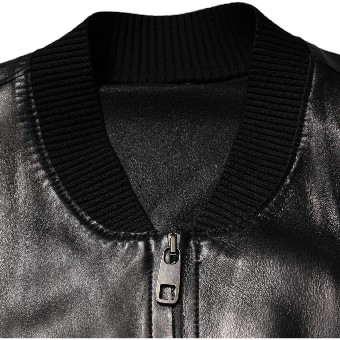 Dolce & Gabbana Black Leather Full Zip Biker Blouson Jacket JKT41203-50