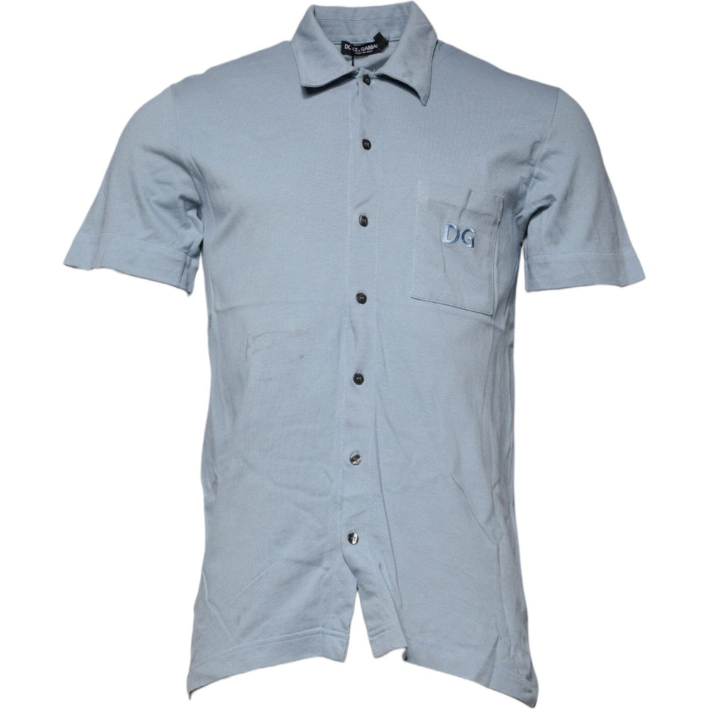 Dolce & Gabbana Blue Cotton Button Down Casual Men Polo Shirt TSH878565-48
